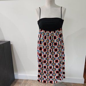 Max Studio Midi Dress or long skirt  Sz S adjustable straps fun print